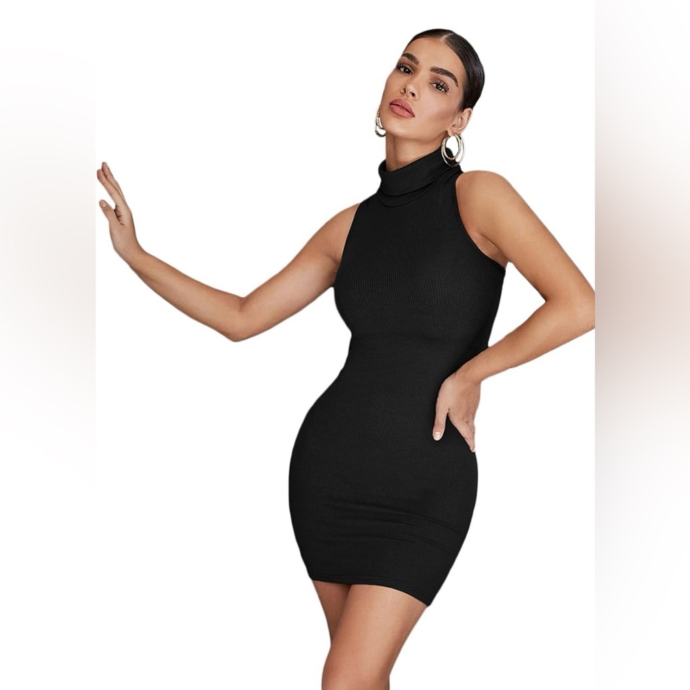 Popular 21 Women’s Mock Turtleneck Ribbed Bodycon Tank Dress Size Medium